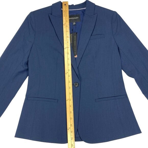 Banana Republic Blazer Womens 4 Blue Wool Office Career Chic Minimalist Coat New - Picture 11 of 16